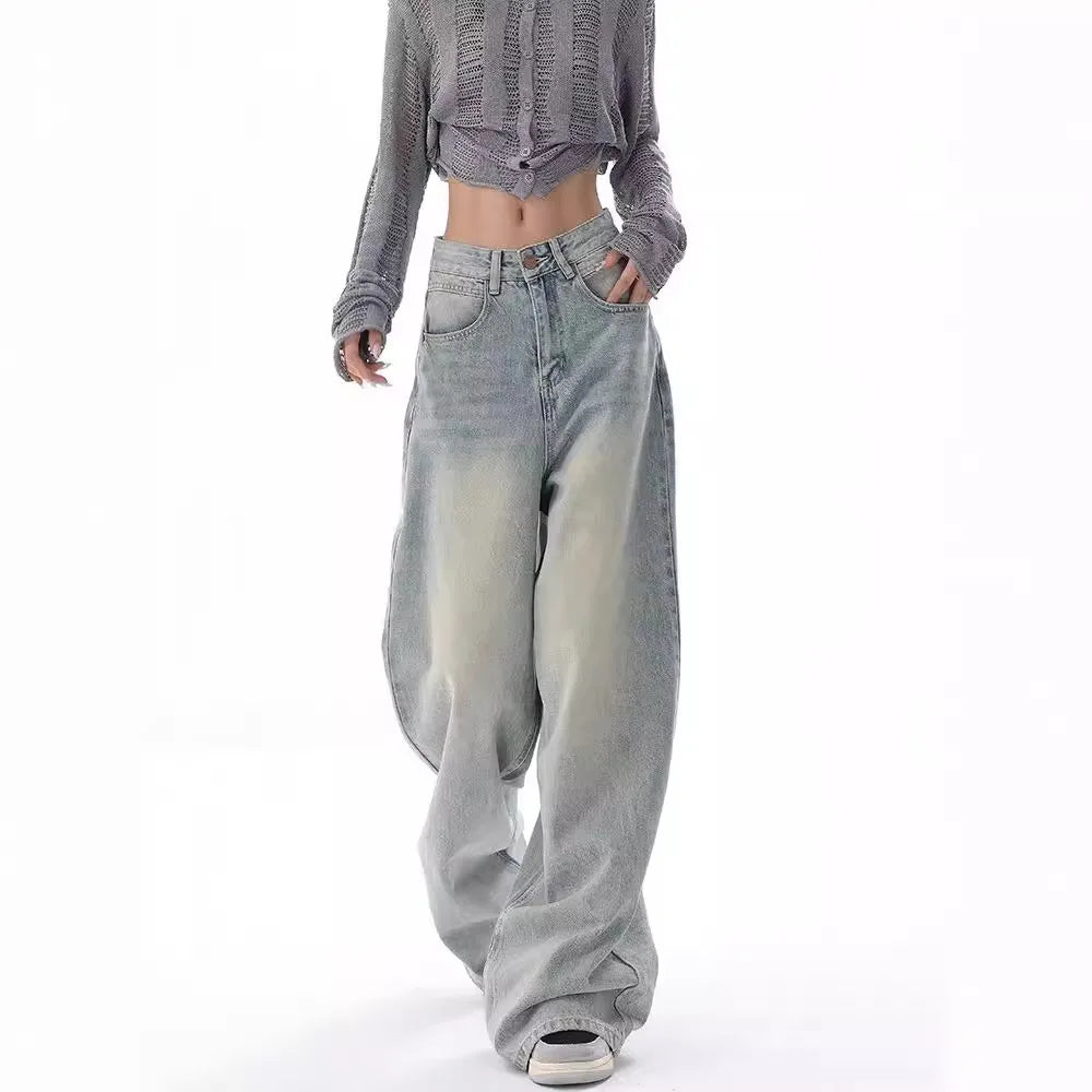 VILZSTUDIOS Vintage Distressed Wide Leg Jeans