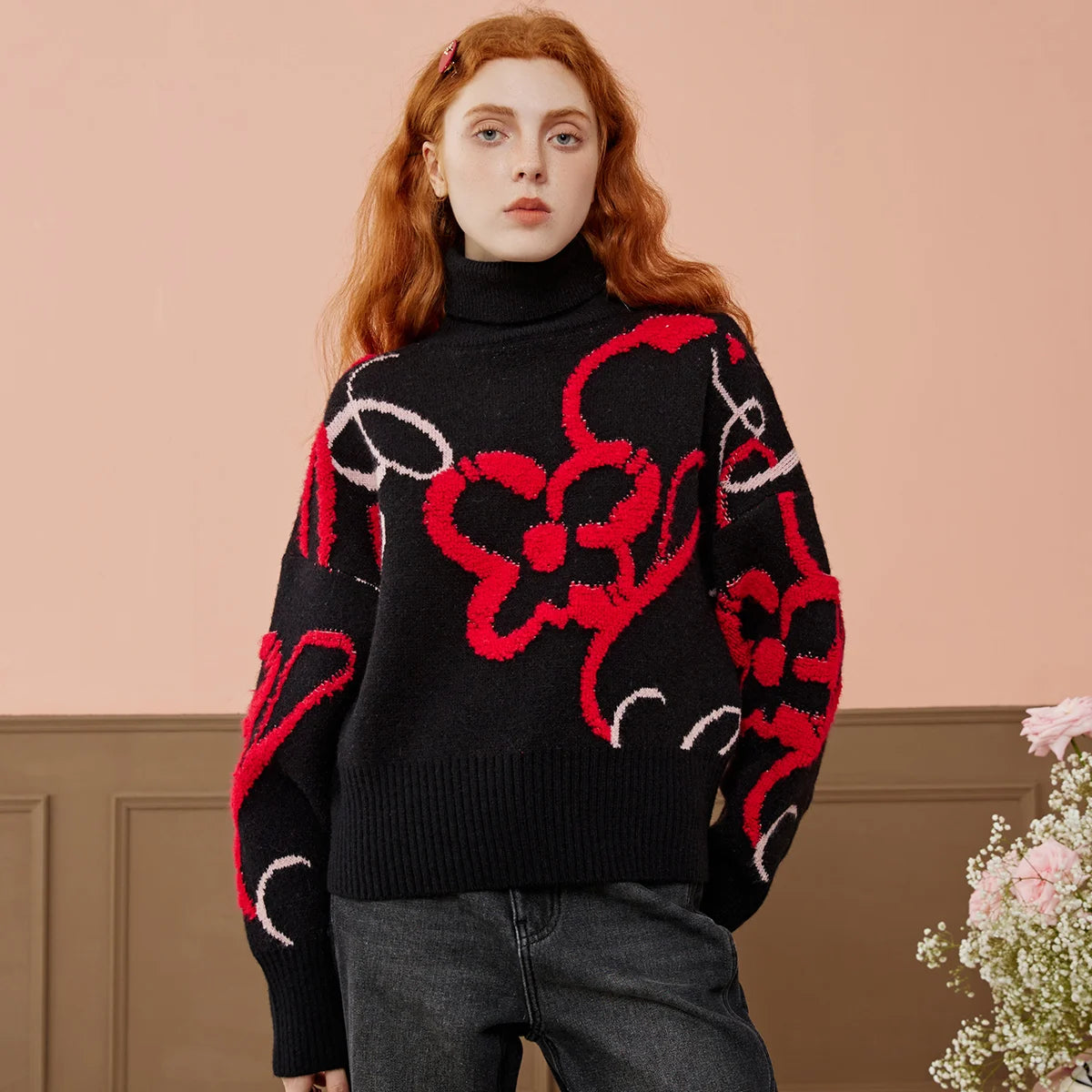 VILZSTUDIOS Cozy Oversized Mock Neck Knit Sweater