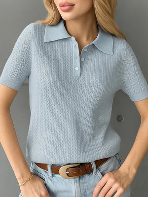 VILZSTUDIOS Casual Short Sleeve Knitted T-shirt