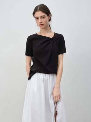 VILZSTUDIOS Asymmetrical Knot Petite Slim T-Shirt
