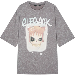 VILZSTUDIOS Whimsical Pink Cartoon Print T-Shirt