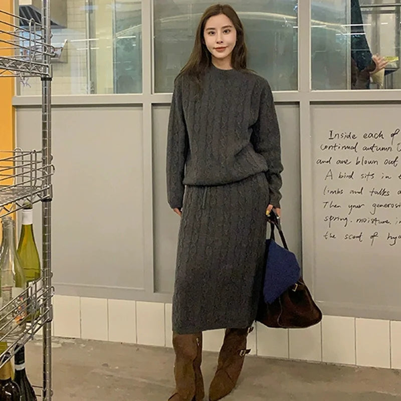 VILZSTUDIOS Cozy Wool Two-Piece Sweater & Skirt Set