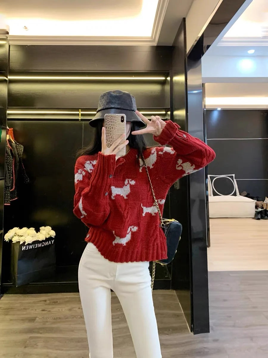 VILZSTUDIOS Cozy Dog Jacquard Sweater