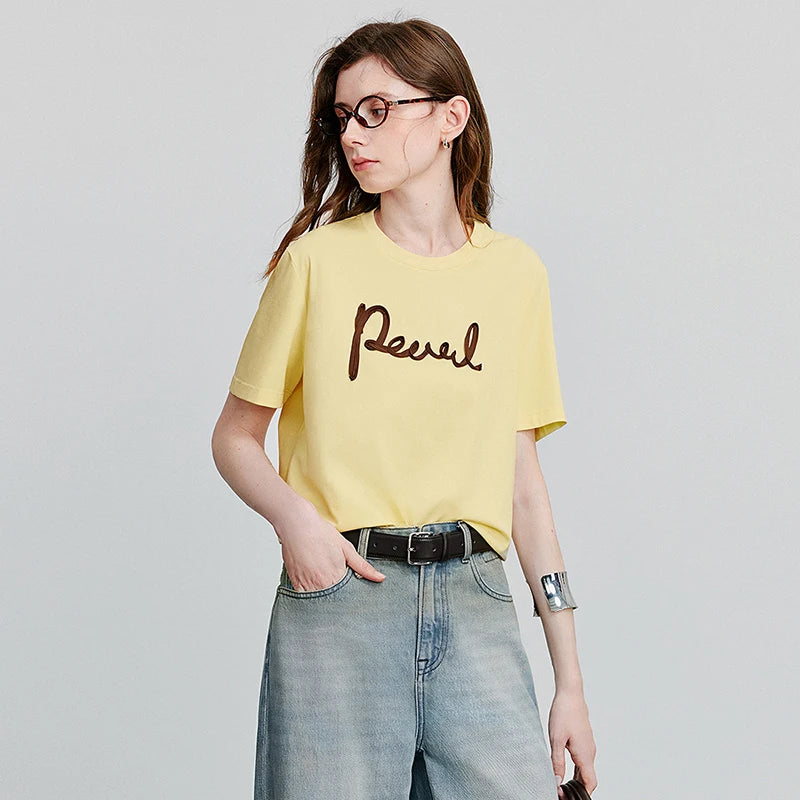 VILZSTUDIOS Comfortable Letter Print Round Neck T-Shirt