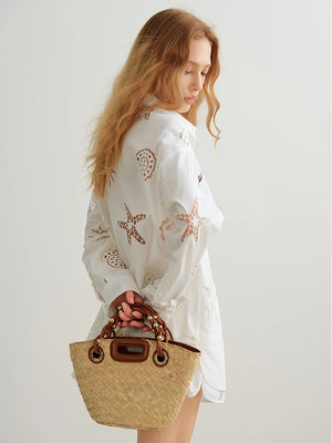 VILZSTUDIOS Stylish Embroidered Hollow Out Shirt