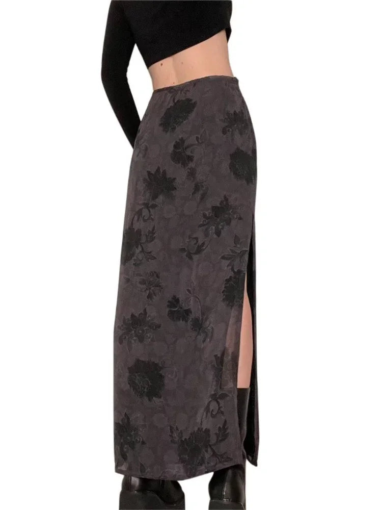 VILZSTUDIOS High-Waist Split Floral Skirts Bohemian