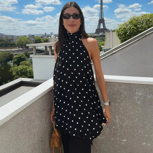 Polka Dot Halter Loose Sleeveless Top