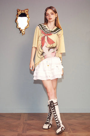 VILZSTUDIOS Sweet Animated Printed Loose T-Shirt