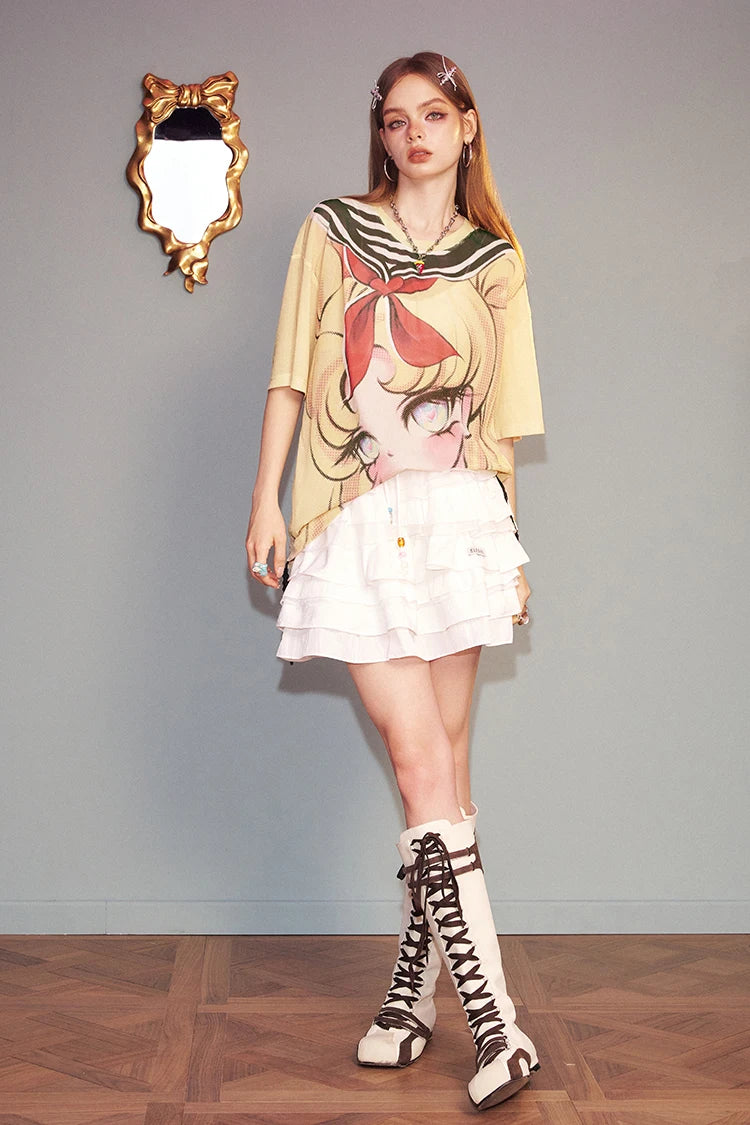 VILZSTUDIOS Sweet Animated Printed Loose T-Shirt