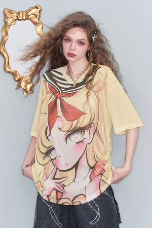 VILZSTUDIOS Sweet Animated Printed Loose T-Shirt