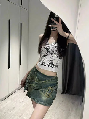 VILZSTUDIOS High Quality Sexy Denim Mini Skirt
