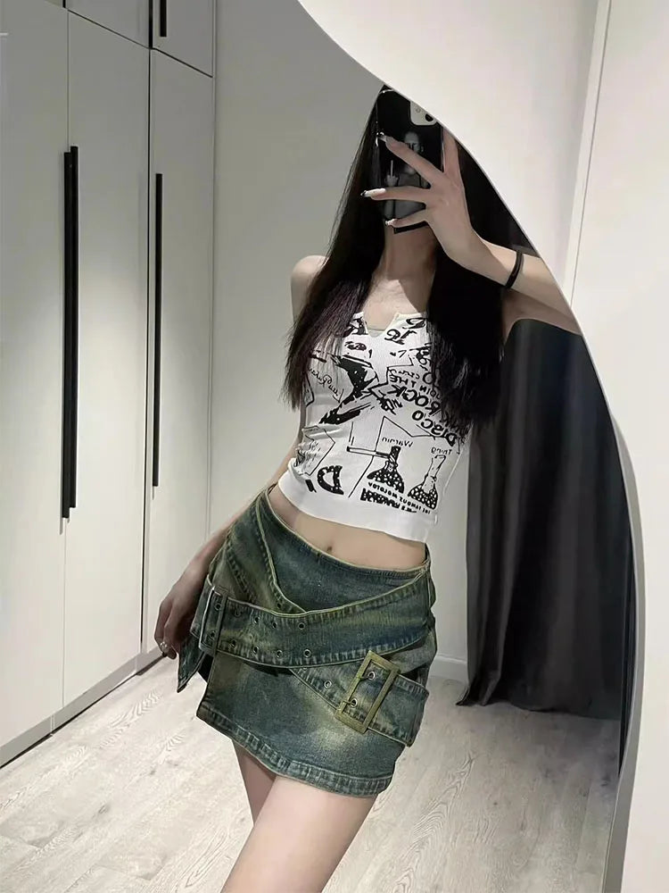 VILZSTUDIOS High Quality Sexy Denim Mini Skirt