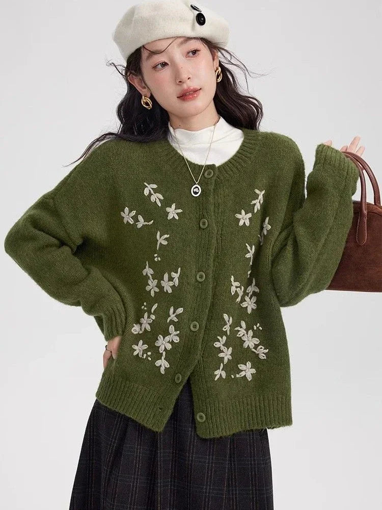 VILZSTUDIOS Vintage Flower Embroidery Cardigan