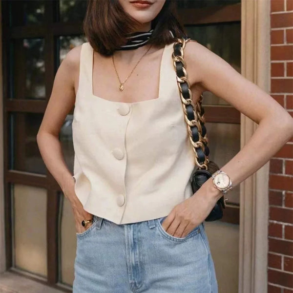 Square Neck Sleeveless Blouse