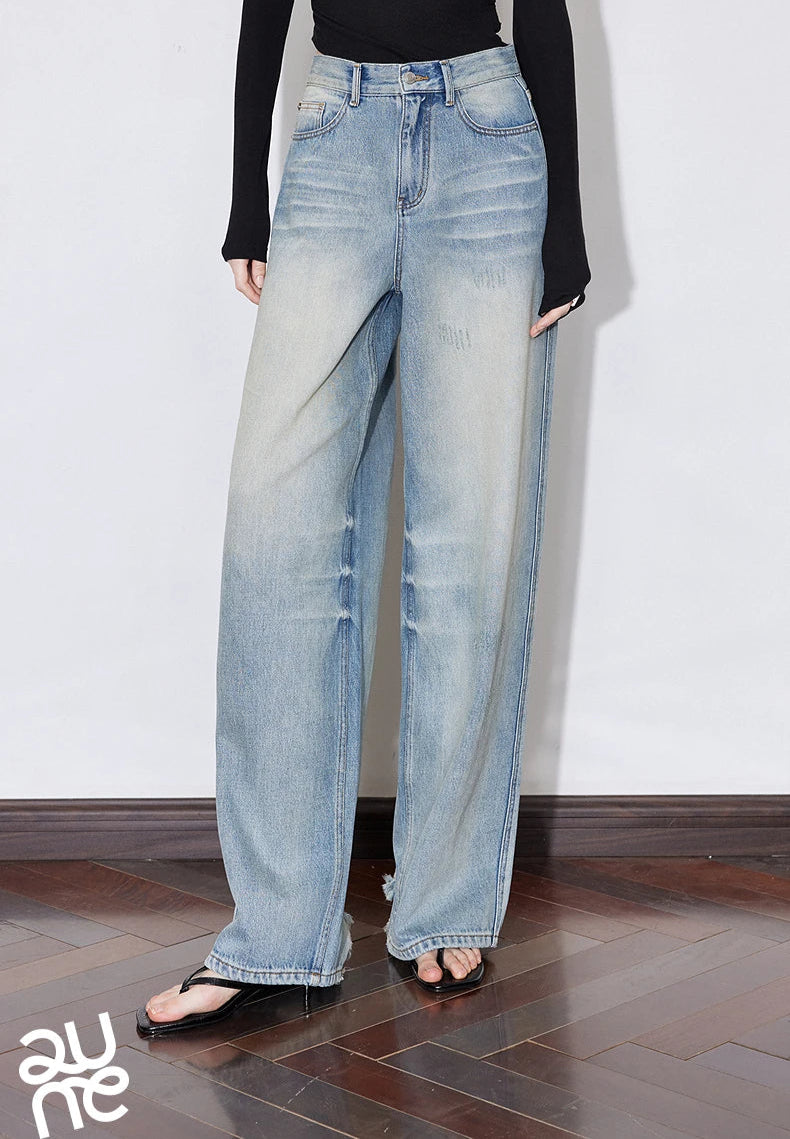 VILZSTUDIOS Stylish Mid-Waist Wide Leg Jeans