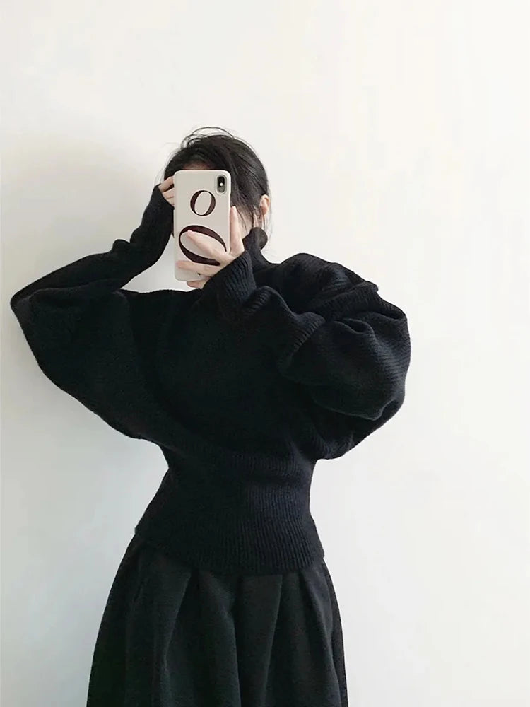 VILZSTUDIOS Cozy Knit Turtleneck Slim Waist Sweater