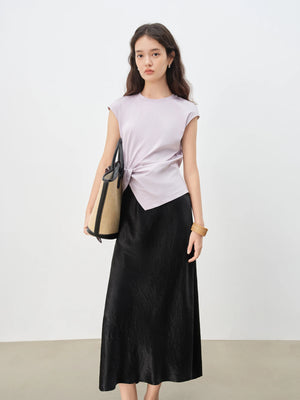 VILZSTUDIOS Petite Round Neck Twist Knot T-Shirt