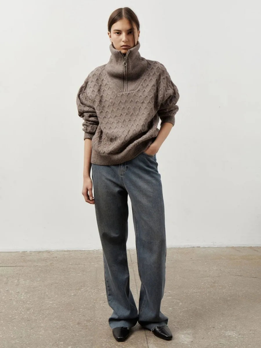 VILZSTUDIOS Chunky Cable Knit Turtleneck Sweater