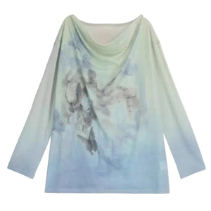 VILZSTUDIOS Gradient Oversize Graphic Long Sleeve Top