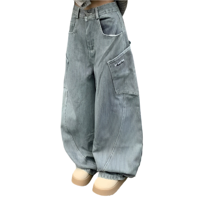 VILZSTUDIOS Vintage Striped Scimitar Denim Jeans