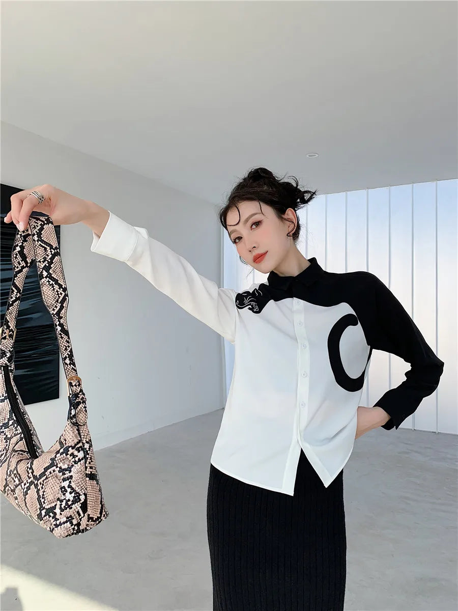 VILZSTUDIOS Leopard Embroidered Long Sleeve Shirt
