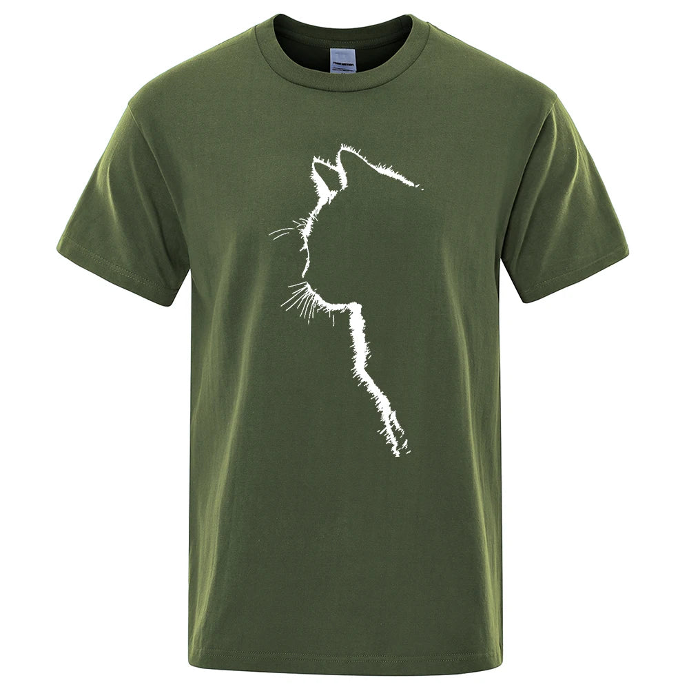 VILZSTUDIOS Shadow Printed Cat Cotton T-Shirt