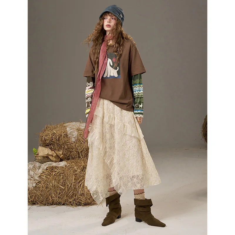 VILZSTUDIOS Retro Print Regular Fit Top