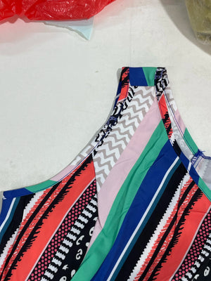 VILZSTUDIOS Striped Print One Shoulder Summer Dress
