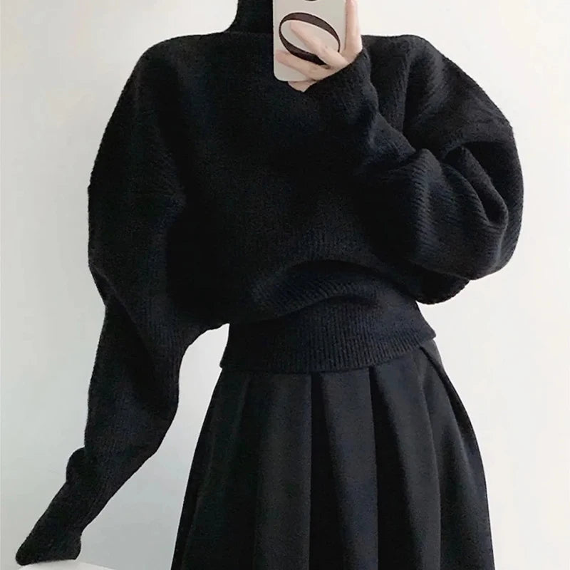 VILZSTUDIOS Cozy Knit Turtleneck Slim Waist Sweater