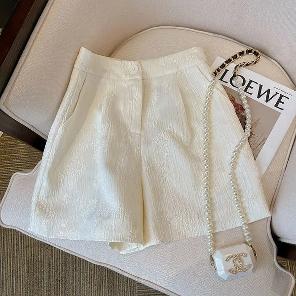 Chinese Retro Jacquard High Waist Shorts