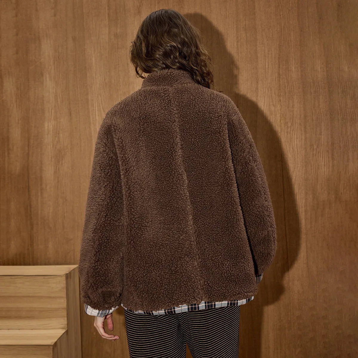 VILZSTUDIOS Warm Oversized Plaid Fleece Jacket