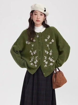 VILZSTUDIOS Vintage Flower Embroidery Cardigan