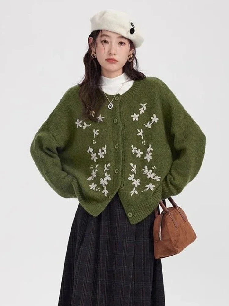 VILZSTUDIOS Vintage Flower Embroidery Cardigan