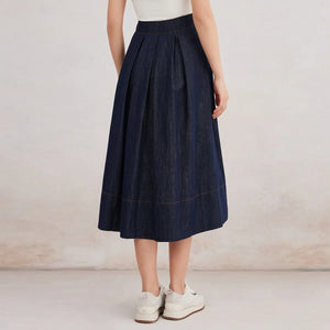 VILZSTUDIOS Luxury High Quality Linen Denim Skirt