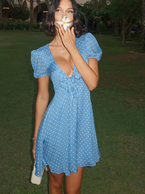 VILZSTUDIOS Elegant Polka Dot Zipper Mini Dress