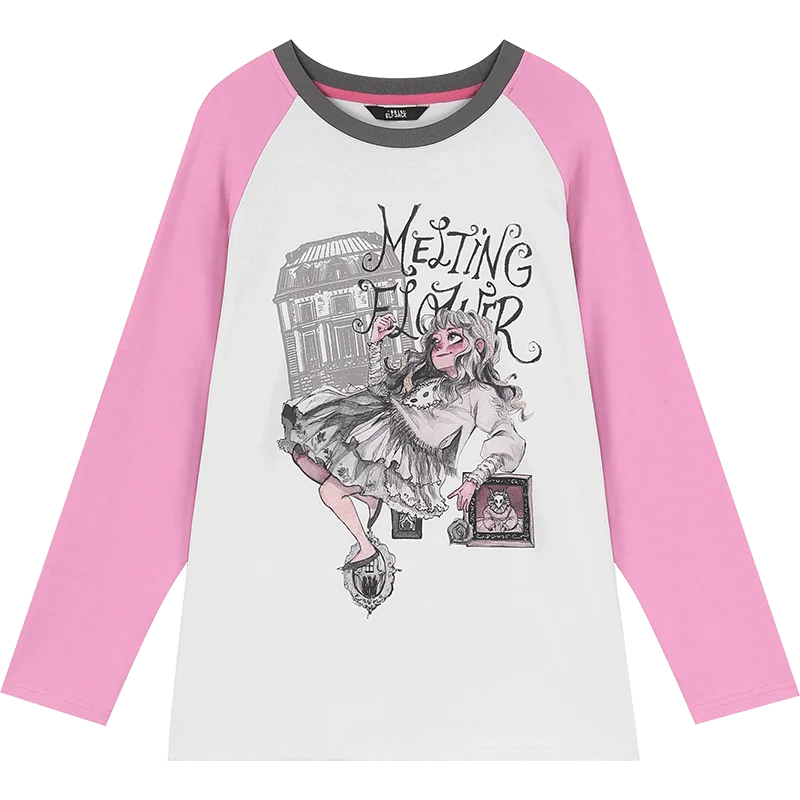 VILZSTUDIOS Color Block Cartoon Print Long Sleeve Top