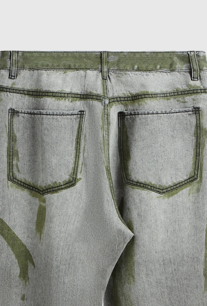 VILZSTUDIOS Hand-Painted Wide Leg Denim Jeans
