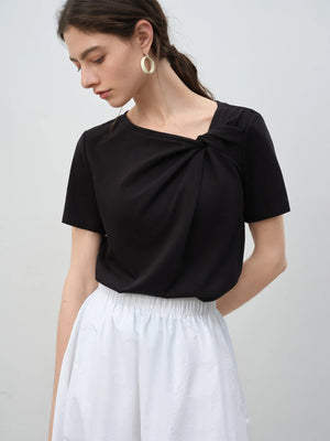 VILZSTUDIOS Asymmetrical Knot Petite Slim T-Shirt