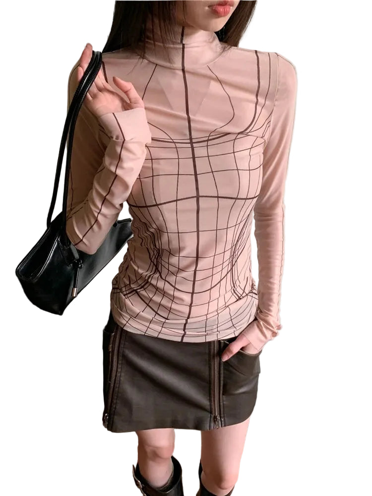 VILZSTUDIOS Stylish Mesh Long Sleeve Top