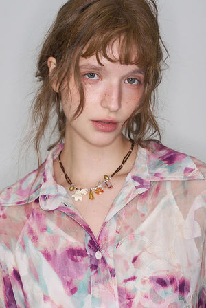 VILZSTUDIOS Retro Floral Chiffon Shirt