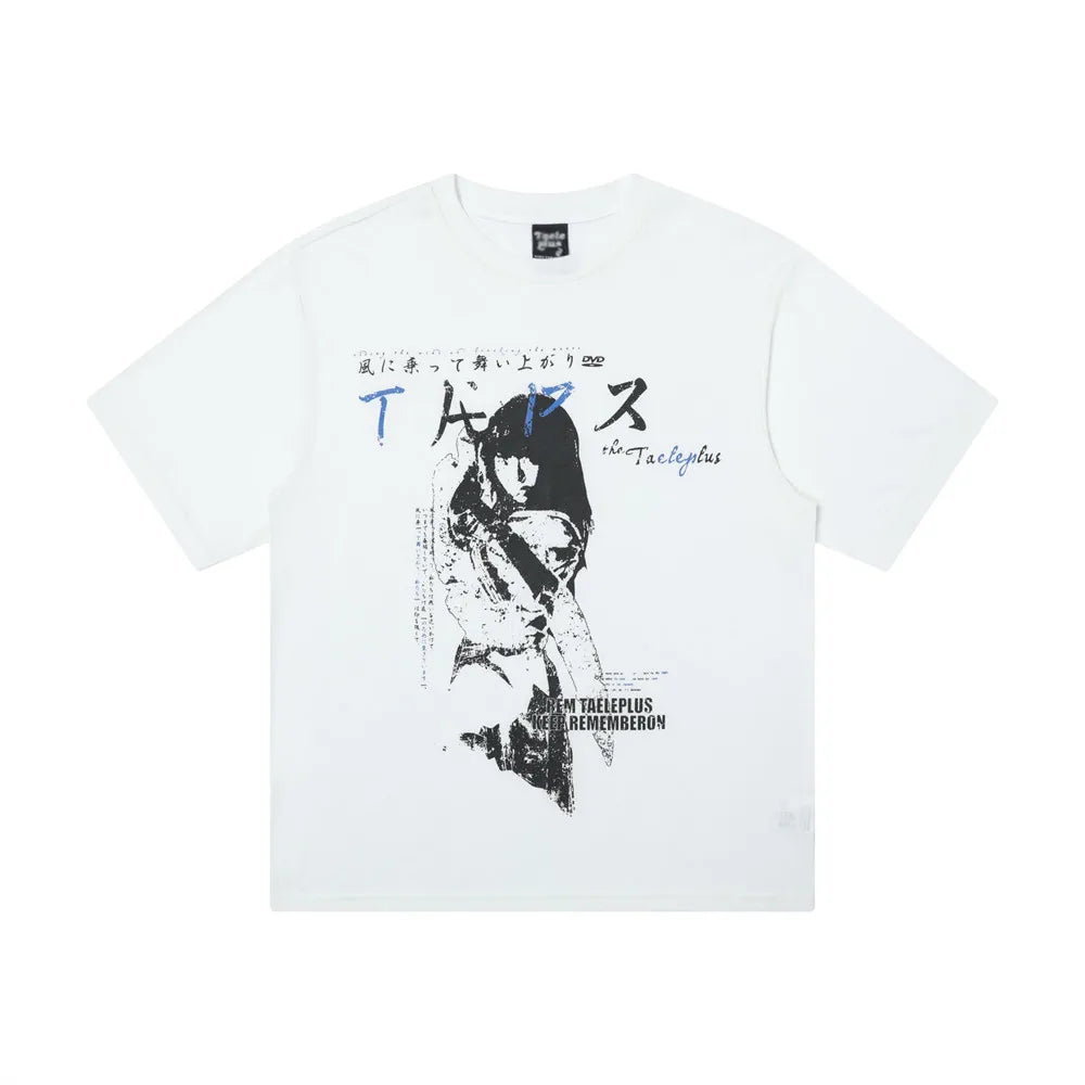 VILZSTUDIOS Retro Cartoon Portrait Print Loose T-Shirt