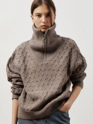 VILZSTUDIOS Chunky Cable Knit Turtleneck Sweater
