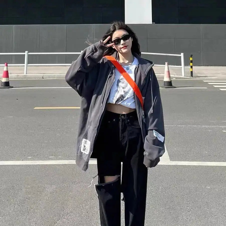 VILZSTUDIOS Aesthetic Oversized Zip-Up Hoodie