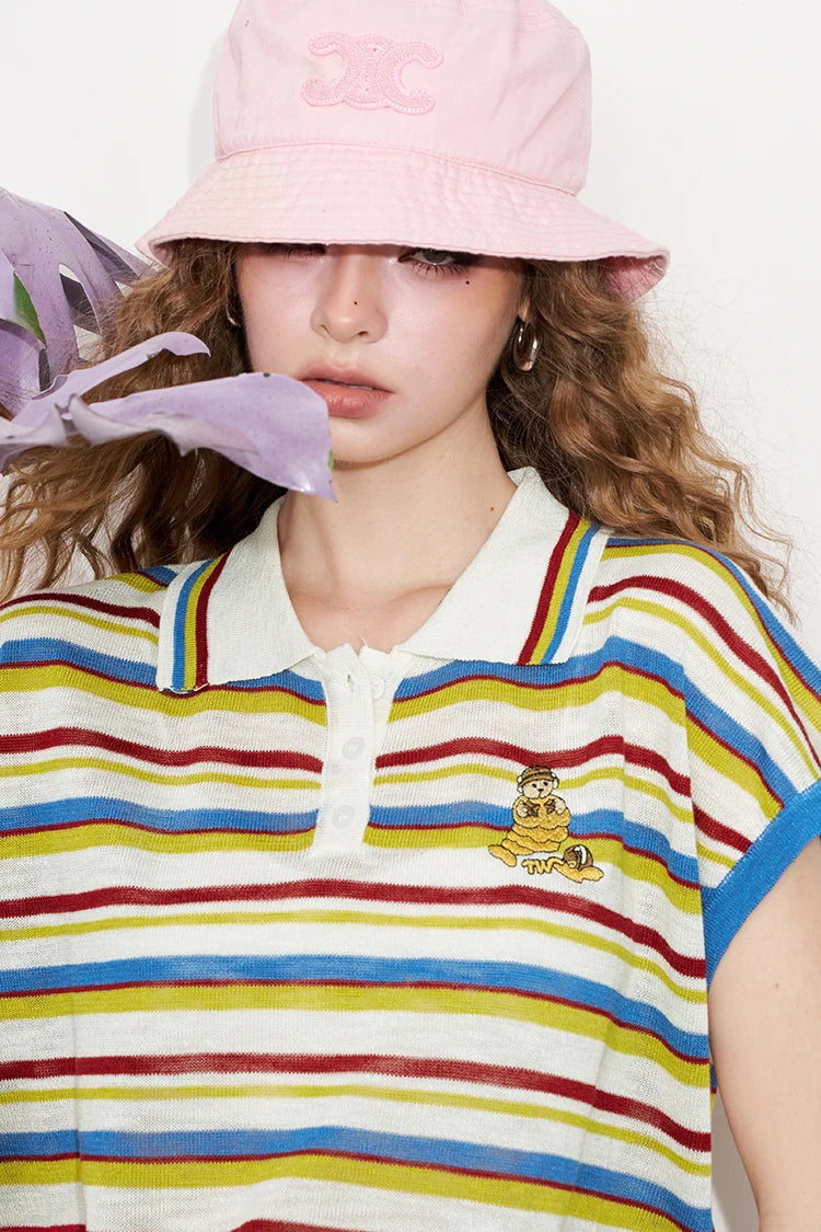 VILZSTUDIOS Chic Collar Knit T-shirt