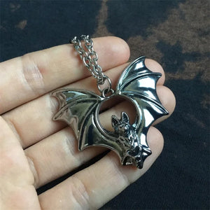 VILZSTUDIOS Stainless Steel Punk Bat Pendant Necklace