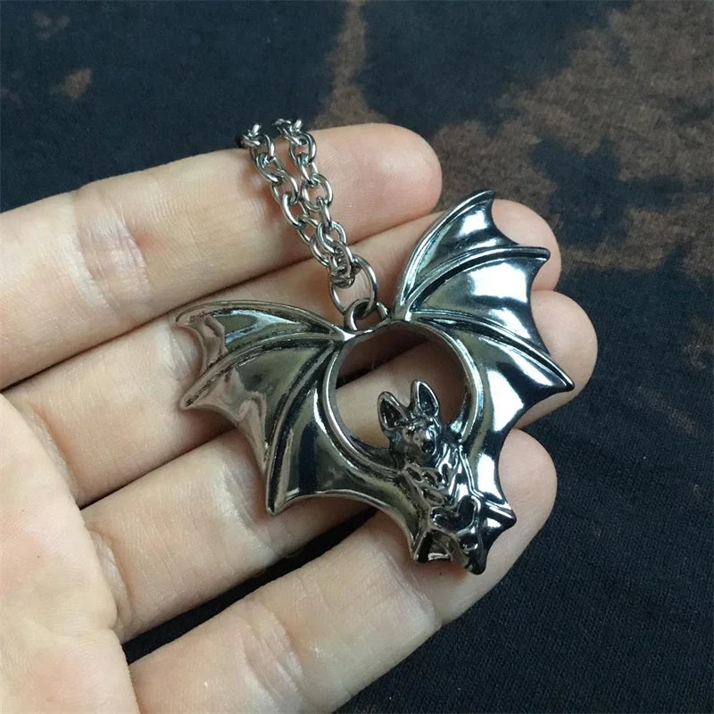 VILZSTUDIOS Stainless Steel Punk Bat Pendant Necklace