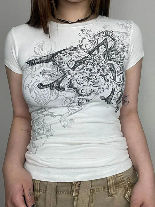 Retro White Graphic T-Shirt