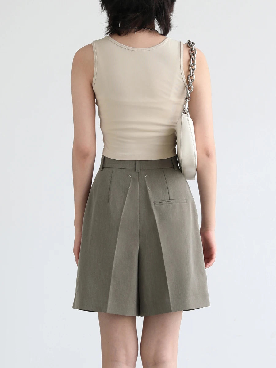 VILZSTUDIOS Chic Summer Pleated High Waist Shorts