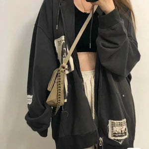 VILZSTUDIOS Aesthetic Oversized Zip-Up Hoodie