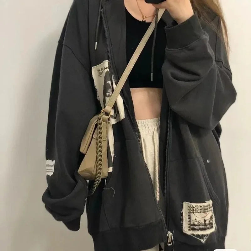 VILZSTUDIOS Aesthetic Oversized Zip-Up Hoodie